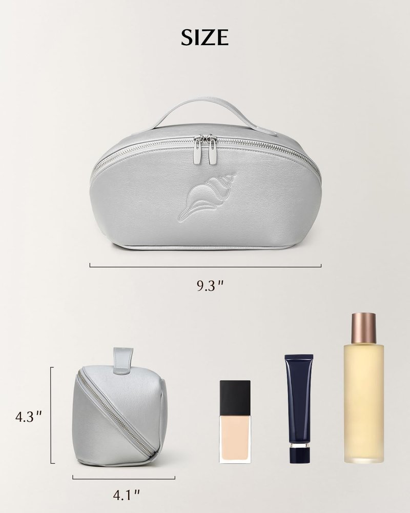 EACHY Travel Makeup Bag, Cosmetic Bag for Women, Waterproof Toiletry Bag with Handle, Large Capacity Makeup Organizer with Brush Compartment for Vacation & Everyday Use