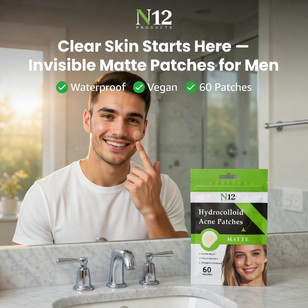 N12 Products-Best Hydrocolloid Acne Patch – Shrinks Zits and Whiteheads in One Use, Nighttime Pimple Spot Stickers for Face and Skin.