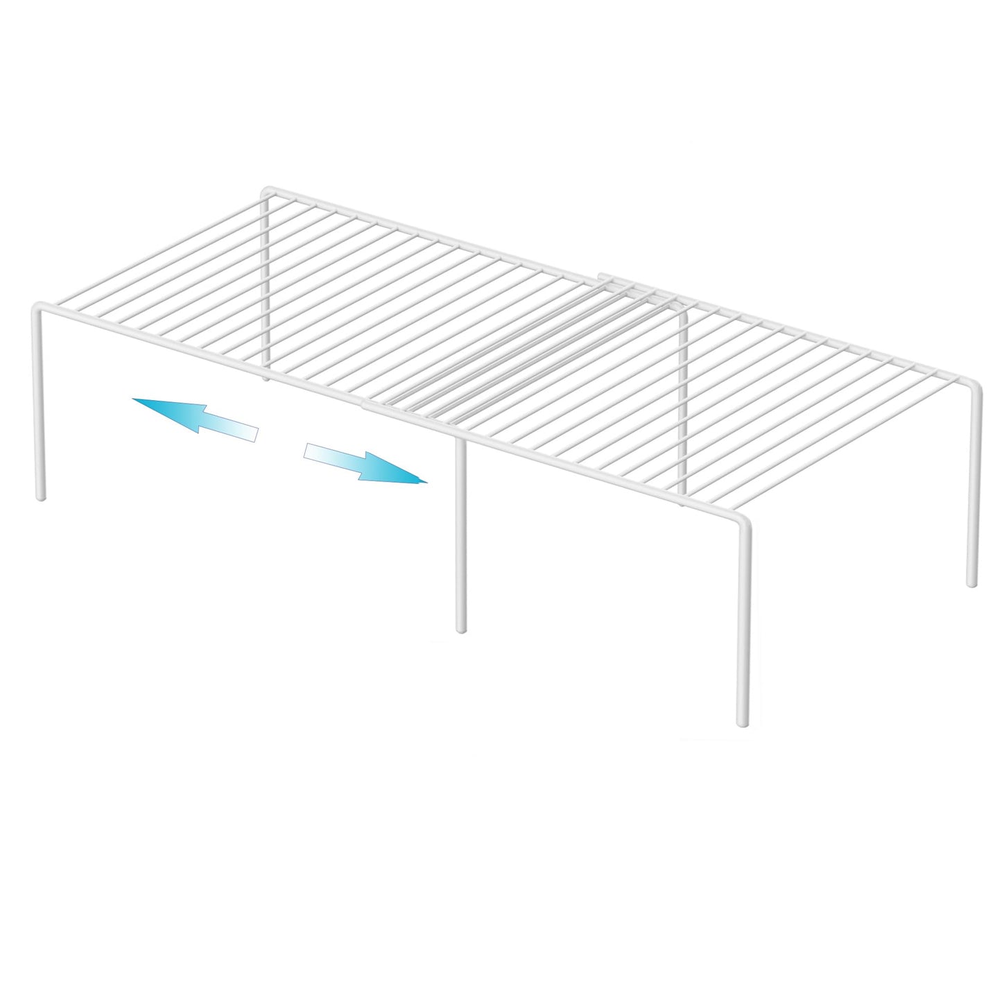 iPEGTOP Set of 2 Expandable Kitchen Cupboard Organiser, 4-Piece Adjustable Freezer Cabinet Storage Wire Shelf Rack Rustproof Metal Shelves Space Saver for Countertop Pantry Drawer Utensils (White)