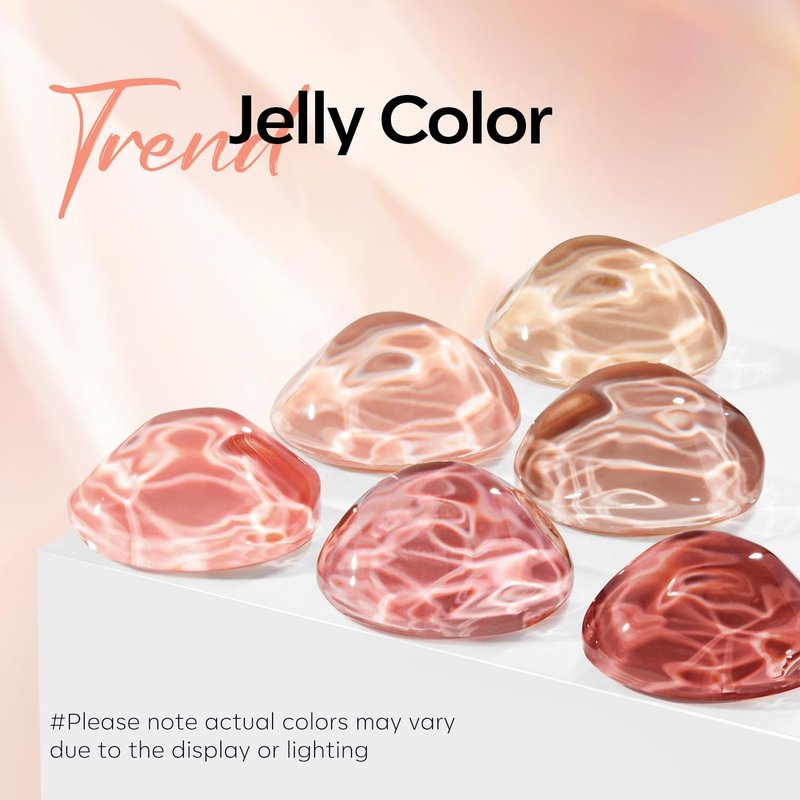 modelones Jelly Gel Nail Polish, 6 Colors Fall Nude Brown Pink Gel Polish Neutral Nail Art Design Translucent Soak Off LED Nail Lamp Manicure Salon DIY Girls Women Gift