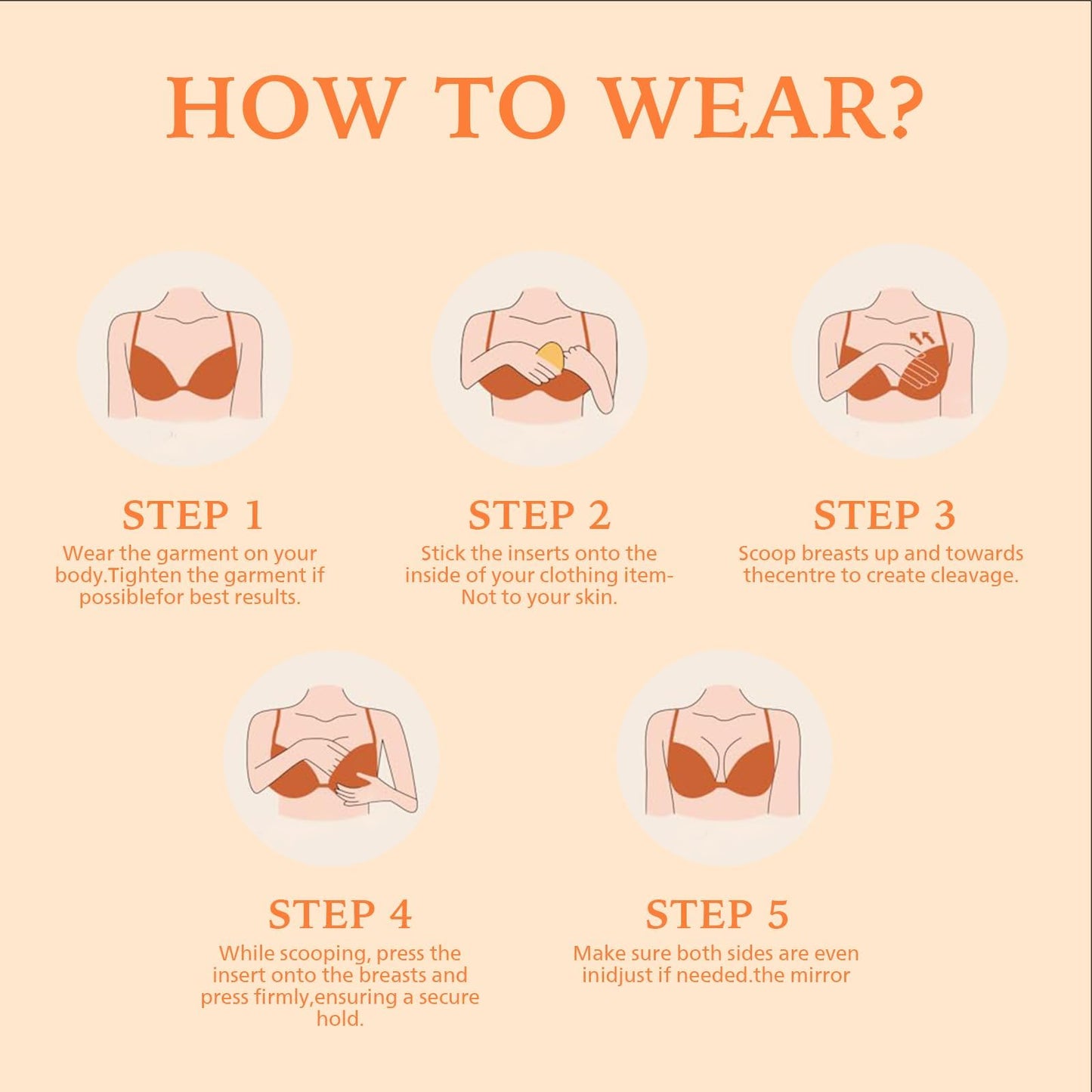 the snowy. bodee Sticky Bra Inserts for Women Reusable Stick Bra Double Sided Strapless Bras Waterproof Adhesive Bra Pads Push Up for C Cup Beige