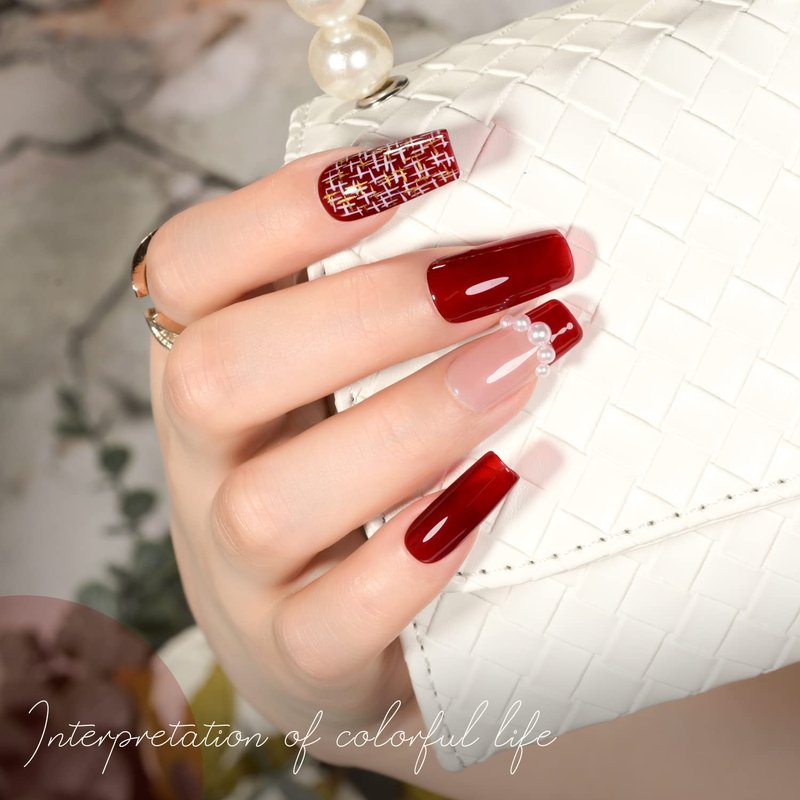 GAOY Sheer Red Gel Nail Polish - 16ml Translucent UV Light Cure for DIY Nail Art | Wine Red 1541