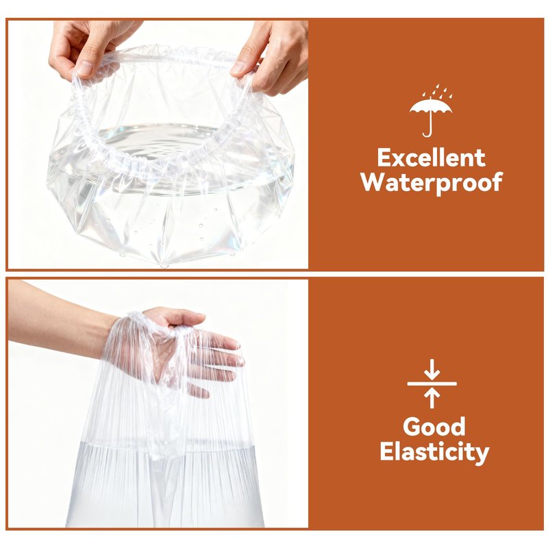Disposable Shower Caps 100pcs, Clear Shower Caps for Travel, Plastic Hair Caps for Women, Home Use, Hotel