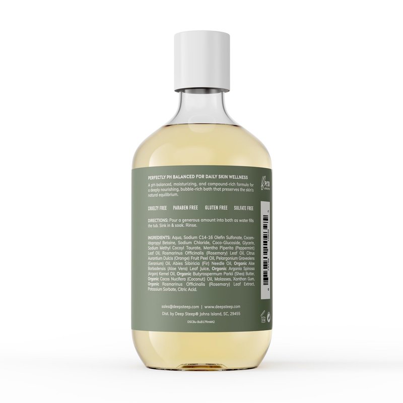 Deep Steep Rosemary Mint Bubble Bath for Women, Hypoallergenic, Clinically Tested, Clean Formula for Sensitive Skin, Sulfate-Free, 17 fl oz Bottle, Essential Bath Accessories
