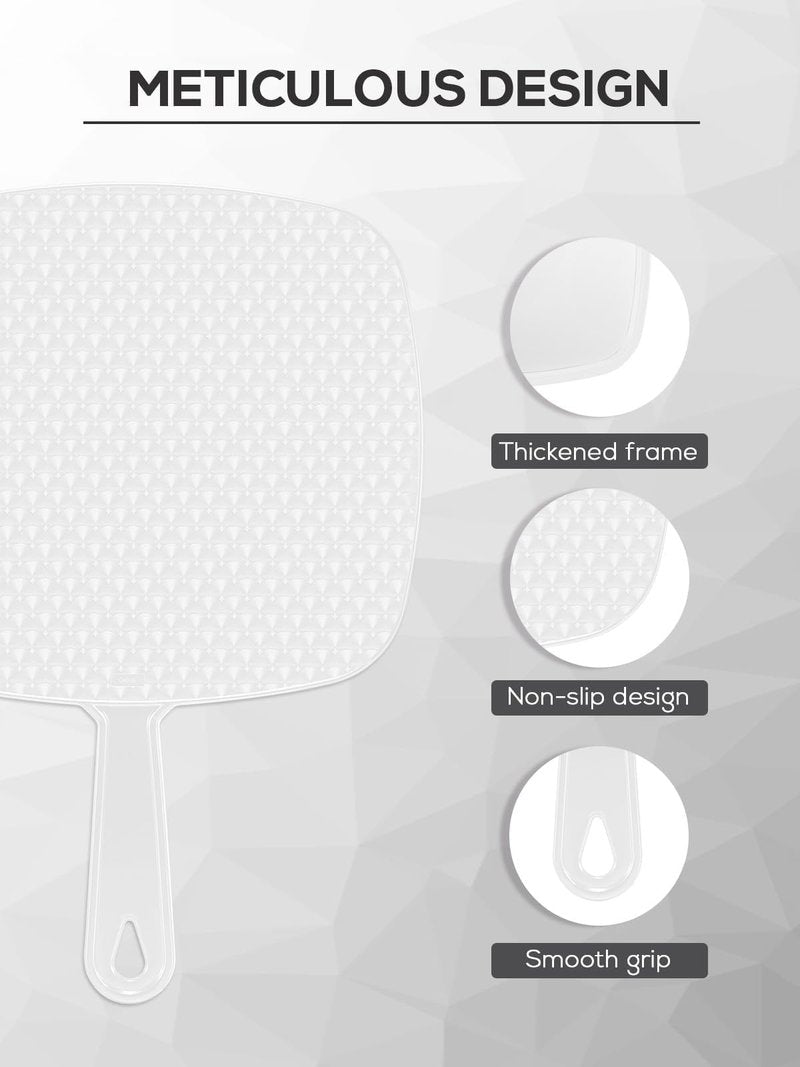 BEFUI Extra Large Handheld Mirror，Hand Salon Mirror with Handle for Barbers, Hairdressing (White，12.4" Lx 9" W)
