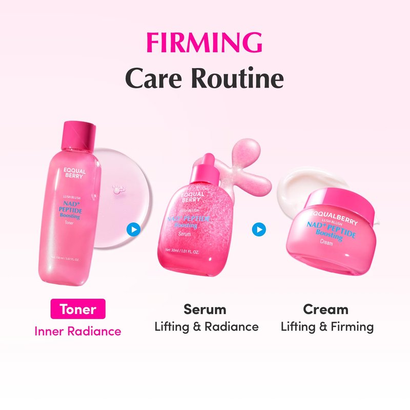EQQUALBERRY NAD+ Peptide Boosting Toner - Anti-Aging Hydrating Face Toner with 5% NAD+ & 13 Peptides | Firming Pink Toner for Sagging Skin (5.07 fl. oz / 150ml)