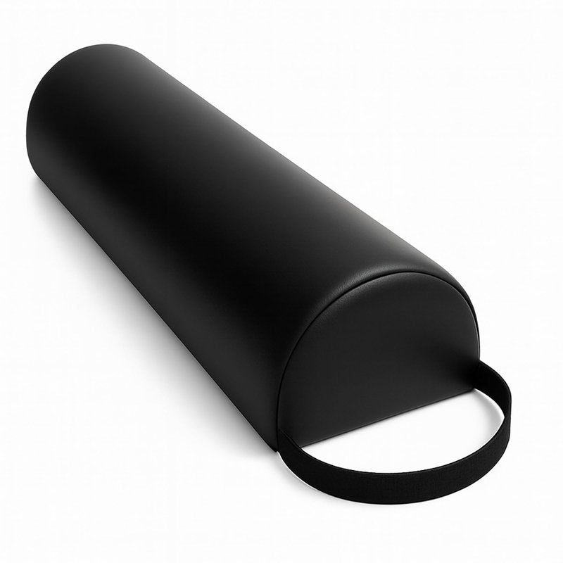 Celmuron Half-Round Bolster Pillow for Massage and Yoga, High-Density Support Cushion for Neck, Knees, Back & Ankles, Black, 17.8''L x 8''W x 4.7''H