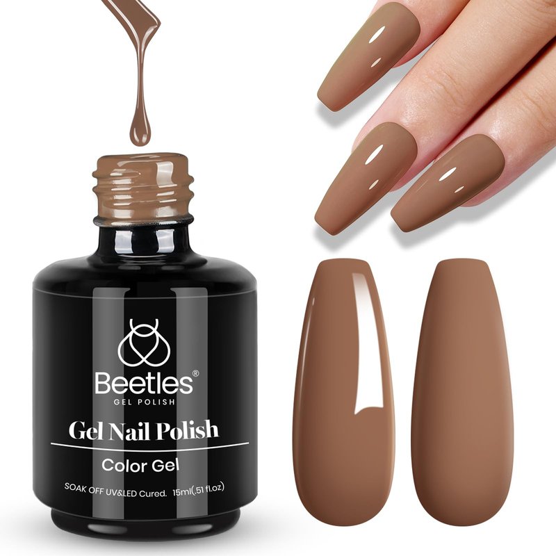 Beetles Brown Gel Nail Polish, 1Pcs 15ml Brown Winter Color Gel Polish Soak Off Nail Art Manicure Salon DIY Uv Lamp Nail Design Decoration at Home