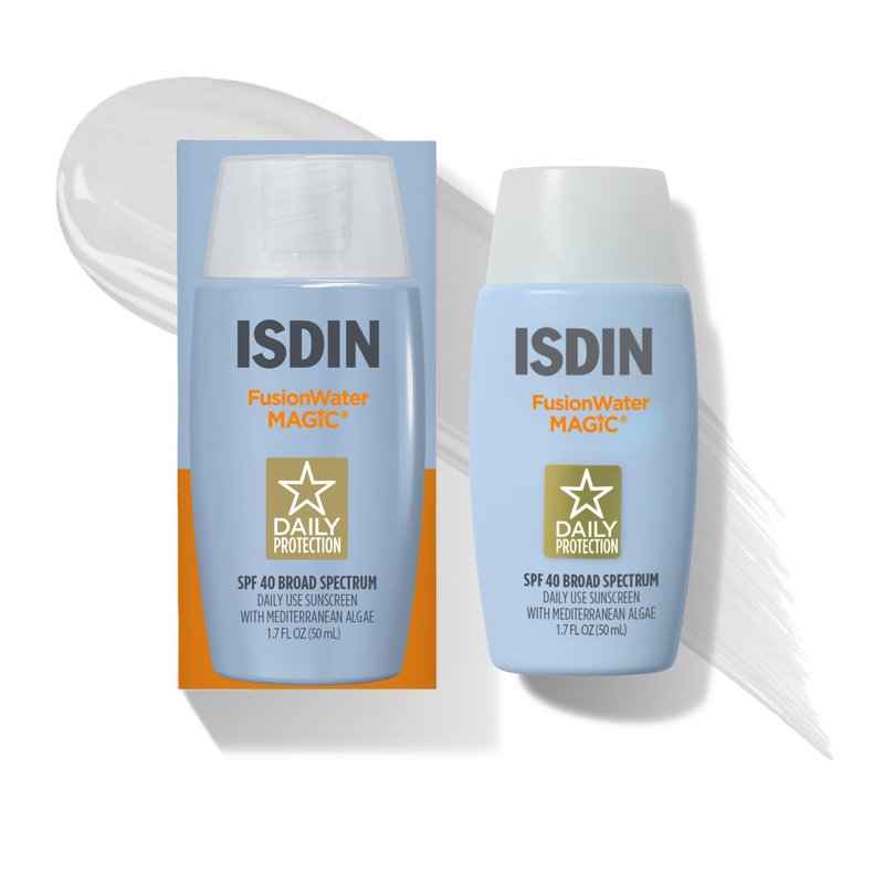 ISDIN Fusion Water MAGIC SPF 40, Lightweight Sunscreen For Face with Hyaluronic Acid and Vitamin E, Ideal for Daily Use, Dermatologist Recommended, Fast Absorbing and Non-Comedogenic, 1.7 Fl Oz