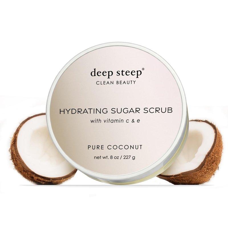 Deep Steep Sugar Scrub, Pure Coconut, 8 oz – Exfoliating Body Scrub with Organic Coconut Oil, Shea Butter & Argan Oil – Vegan, Clean Beauty, Smooth, Soft & Nourished Skin