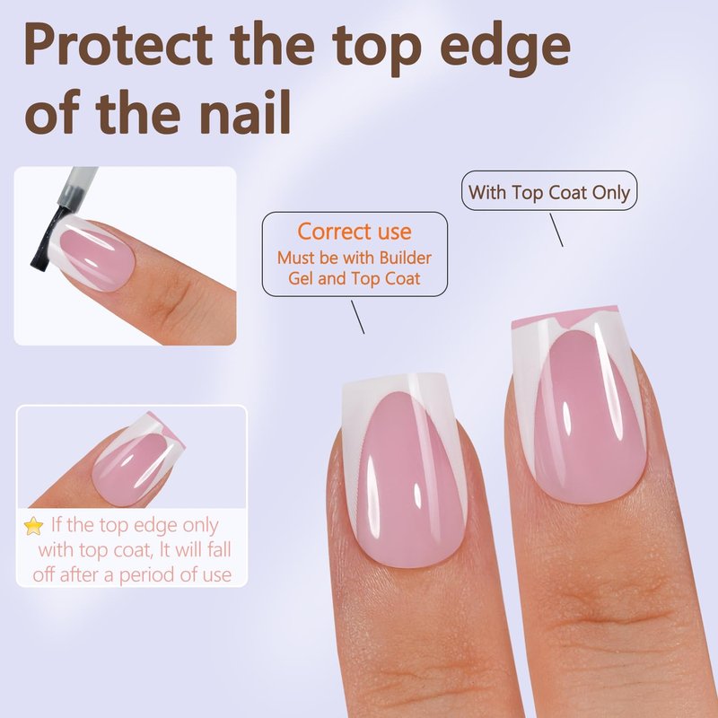 Deep French Gel Nail Tips - 150 Pcs Short Square Pink Press-On Nails | Pre-Filed for Easy Application, 15 Sizes