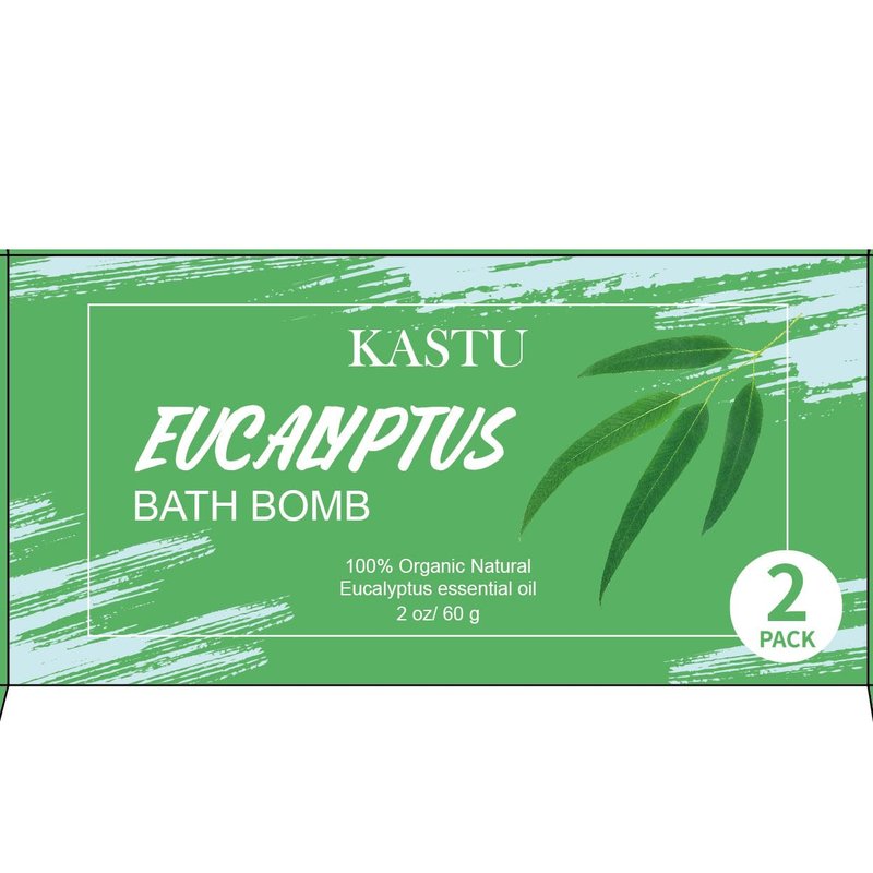 KASTU Bath Bombs Salt Balls,Eucalyptus Extract Essential Oils,Moisturizing Dry Skin,Fizzy Spa,Relaxation,Bubble Bath Bomb Gifts Idea for Men Women,2 x 100g