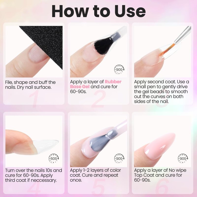 Lavender Violets Clear Builder Gel for Nails 2pcs Set 15ml 8 in 1 Nail Builder Strengthener Gel Enhancement Nail Gel Building Nail Apex for Beginners & DIY Salon Manicure A105x2