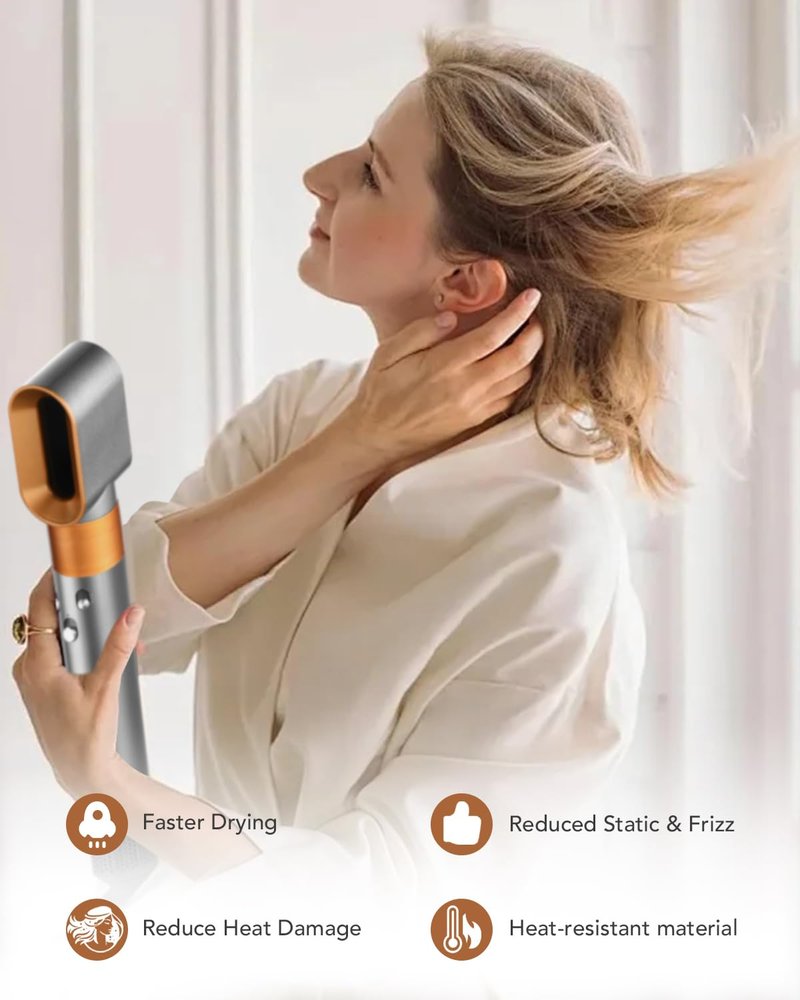 Pre-Styling Dryer Nozzle for Dyson Airwrap HS01/HS05 – Fast Drying Attachment, Nickel/Copper (Part 969759-05)