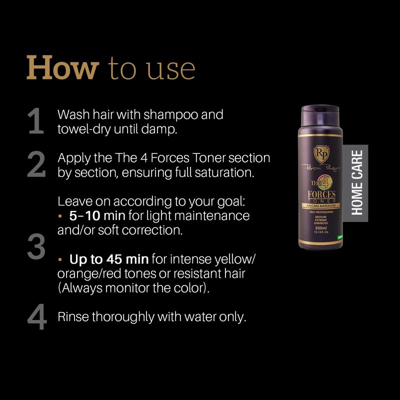 Robson Peluquero Hair 4 Forces Gloss Toner for Blonde Hair, 4 Pigments in 1, Neutralize Yellow Orange & Red Tones, Bleached, Highlights, Hydrating Formula with Argan Oil, 10.14 Fl Oz