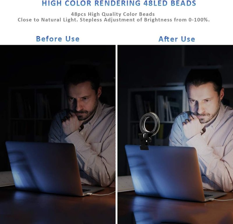 Cyezcor Video Conference Lighting Kit - Clip-On Ring Light for Remote Work & Zoom Calls | Ideal for Streaming