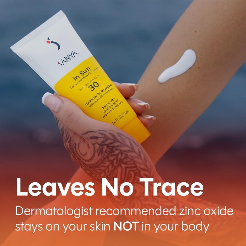 SABIYA In The Sun Mineral Sunscreen SPF 30, Broad Spectrum Zinc Oxide, Daily Sun Protection for Face and Body, Lightweight Formula with SeaSolution™, 3.4 oz