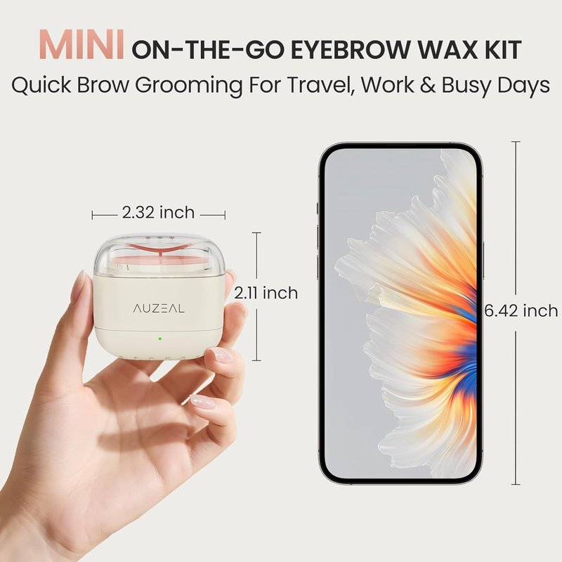 Mini Eyebrow Wax Kit - Hair Removal Wax Beads & Sticks | USB Fast Heat, Travel-Friendly