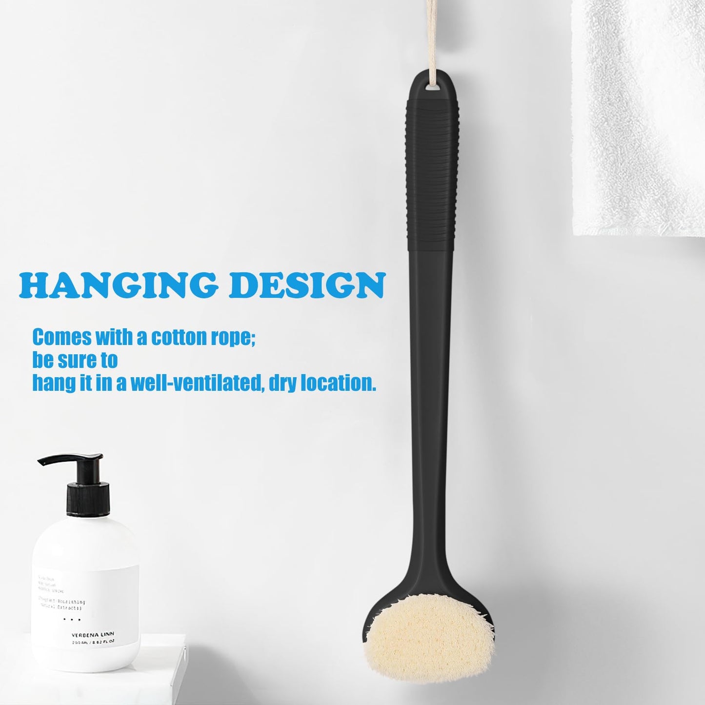 VANZAVANZU Back Scrubber for Shower, Bath Brush with 17-Inch Long Anti-Slip Handle, Wet and Dry Brushing Body Brush for Body Cleansing, Back Brush for Men and Women (Blue)