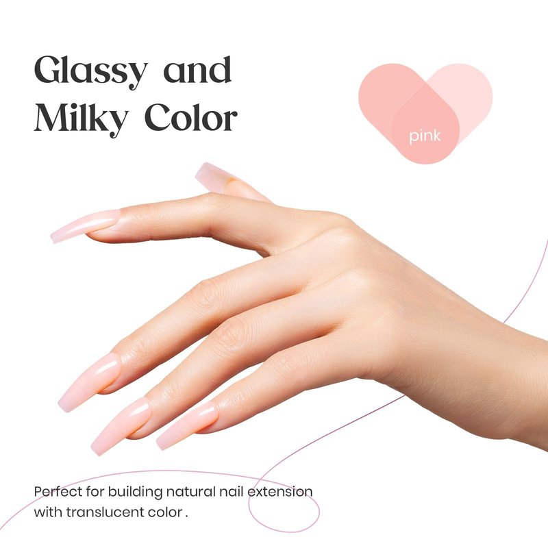 Beetles Builder Gel 15ML, 8 in 1 Builder Strengthener Translucent Nail Extension Pink Nude Builder Nail Gel for DIY Salon at Home,UV LED Lamp Needed