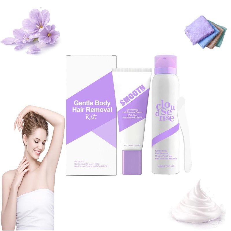 Cloud Sense Hair Removal Spray, Smooth Hair Removal Mousse, Gentle Body Hair Remover for Legs, Arms, Underarms, and Bikini Area, Daily Depilatory Care for Women and Men (1Set)