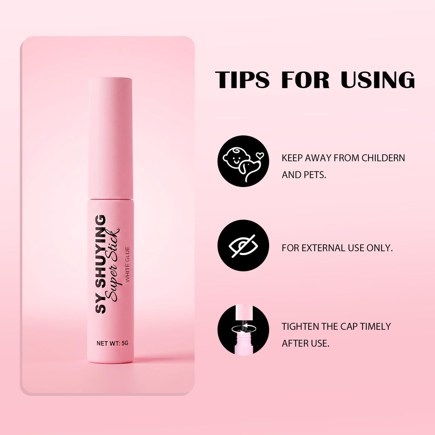 SY-SHUYING Super Strong 7-Day Extended Wear Strip Lash Adhesive, Waterproof, Quick Drying Lash Glue, Latex-Free, Hypoallergenic, 5g/0.18 oz. (Clear, 1 Pack)