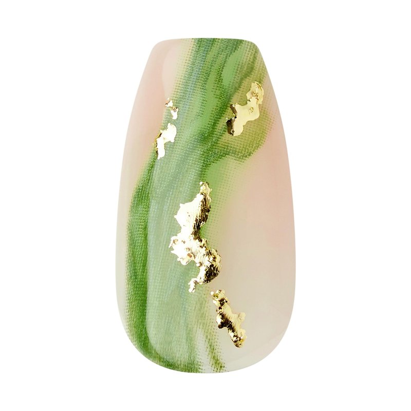 Kiss Impress No Glue Mani Press On Nails, Design, 'Ballerina', Green, Medium Size, Coffin Shape, Includes 30 Nails, Prep Pad, Instructions Sheet, 1 Manicure Stick, 1 Mini File