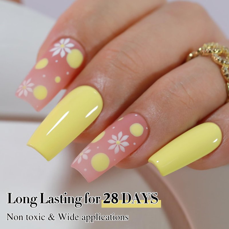 Double Rhythm 15ML Gel Nail Polish Pure Sheer Same Color Same Bottle Soak Off Gel Polish Art Manicure Salon DIY at Home for Women (Light Yellow-A1395)