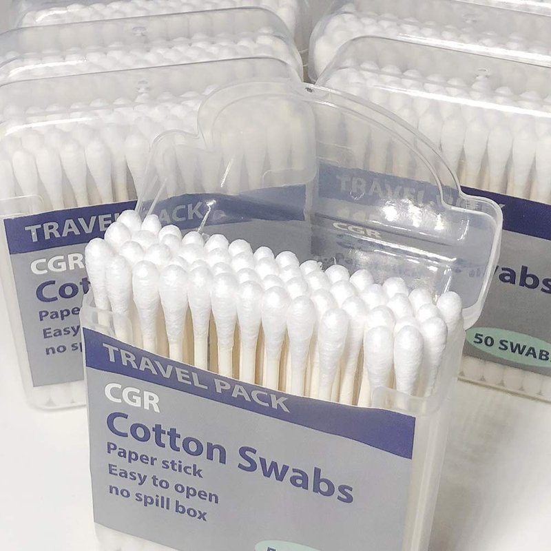 CGR Organic Cotton Swabs - 100% Cotton Double-Tipped, Compostable Travel Pack | 400 Swabs Total
