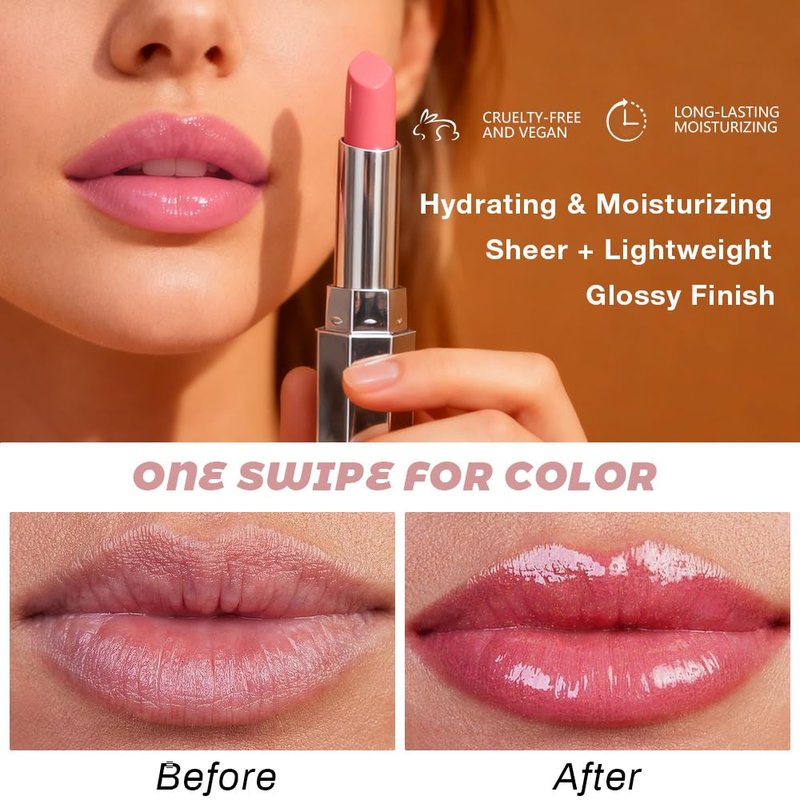 HHLTOH Honey Lipstick Tinted Lip Balm - Shine Moisturizing Lipstick for Women, Natural Nourishing Hydrating Lip Gloss Stain for Dry Lips, Tint Sheer Lightweight Makeup, Vegan - 2Pc Dusty Pink & Pink