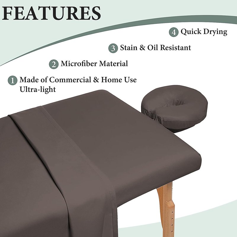 Microfiber Massage Table Sheets Set - 18-Piece Spa Bed Cover with Fitted Sheets & Face Rest Cover | Wrinkle & Oil Resistant, 6 Colors