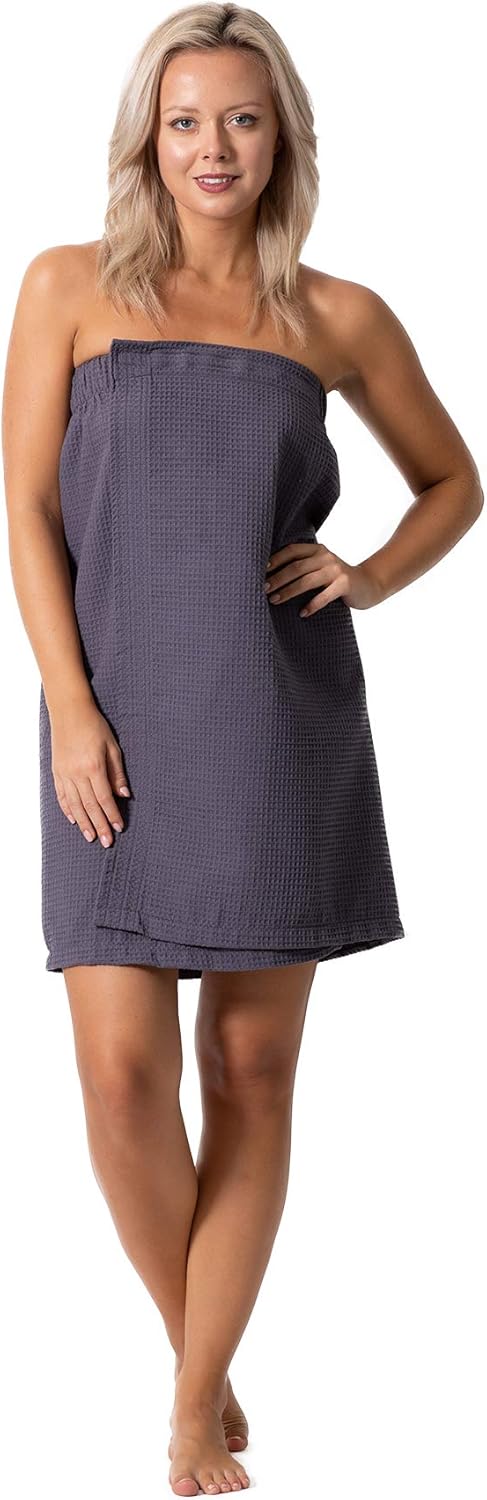 Turkish Linen Waffle Spa Body Wrap for Women - Adjustable Closure, Soft & Absorbent