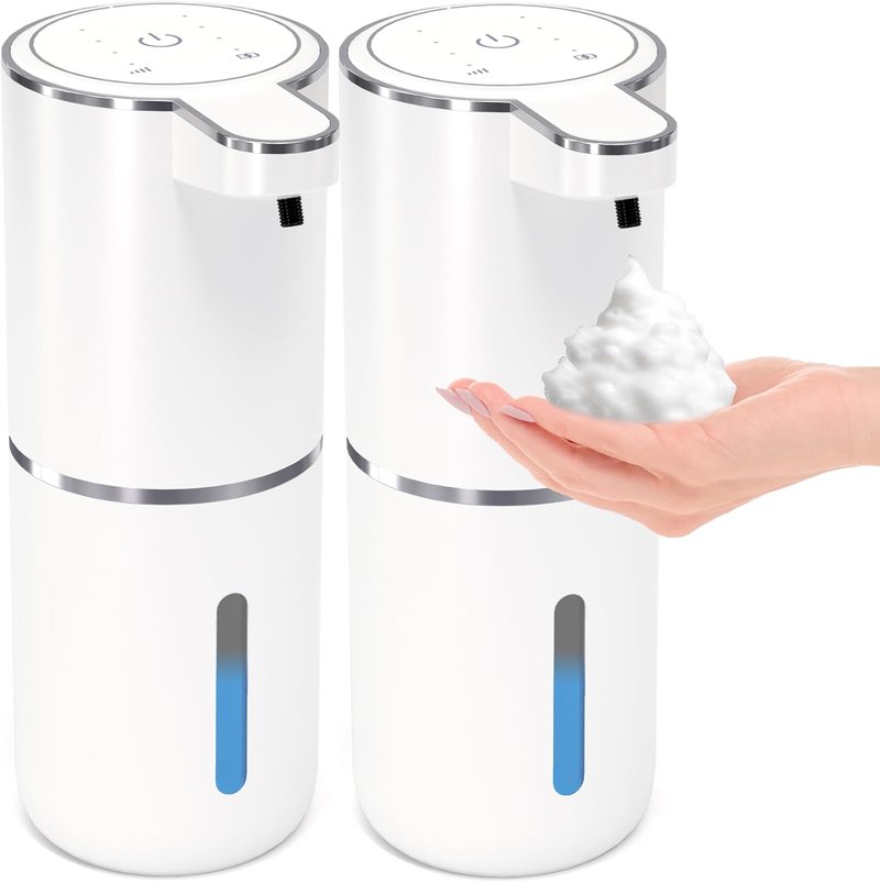 Automatic Foaming Soap Dispenser - Touchless 12.8oz Rechargeable Wall Mounted | Ideal for Bathroom & Kitchen (White)