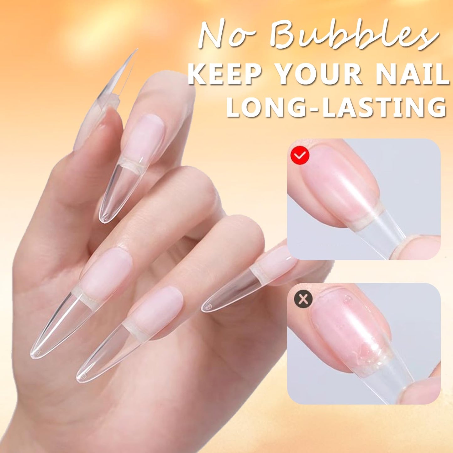 SUTOKAKA Gel Nail Glue for Nails Tips, 2pcs 15g Super Strong Solid Gel Soak Off for Acrylic Extensions Fake Nails Press On Nails U V Lamp Curing Needed Long Lasting Gel Glue Kit