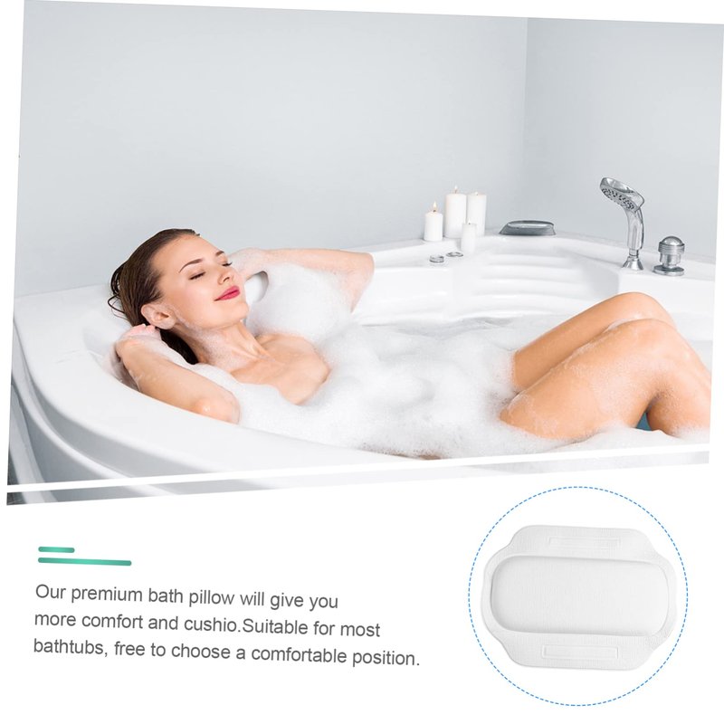 Anneome Bathtub Pillow with Ultra-Large Suction Cups for Secure Non-Slip Support Spa Bath Cushion for Head and Neck Comfort Fits Most Tubs Ideal for Relaxing Home Baths and Shower Spa Sessions