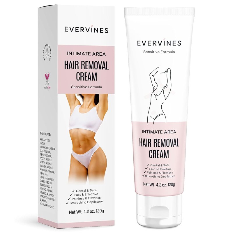 Hair Removal Cream for Women - Fast & Painless Depilatory for Sensitive Skin | 4.2oz - Ideal for Bikini, Legs, Arms, Underarms