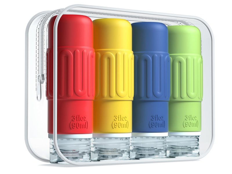 Mrsdry Travel Bottles for Toiletries, BPA Free Leak Proof Reusable Silicone Bottles, TSA Approved 3oz Travel Size Container, TravelAccessories for Shampoo Soap Liquids with Toiletry Bag (4 Pack)