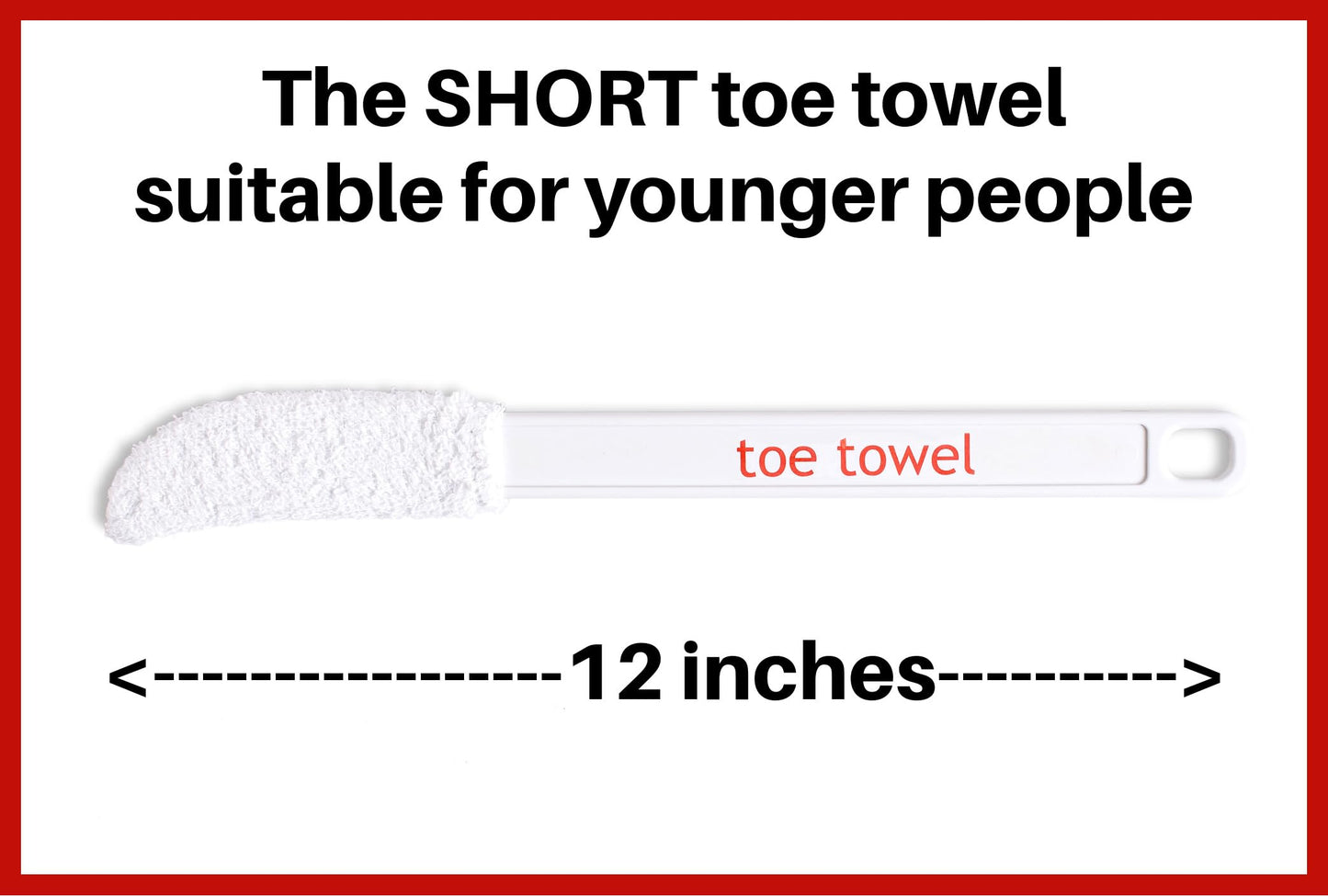 Short Handle 12 inch Foot Toe Brush Best Product to Clean and Dry Between Toes. Removes Dead Skin and Stops Itchy, Sore Toes. This toe towel is More Suitable for Younger People.
