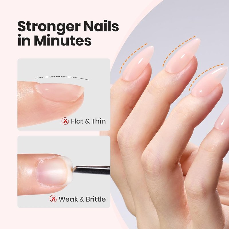 Beetles Builder Gel Nail Kit - 8-in-1 Thickening & Strengthening Gel | UV Clear & Jelly Nude for DIY Home Salon