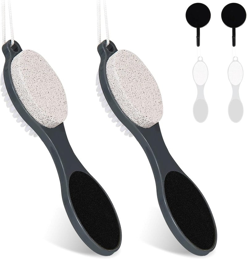Callus Remover Foot File - 4 in 1 Pumice Stone & Scrubber for Home Foot Care | 2 Pcs Grey Set