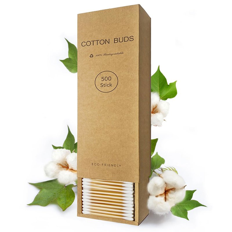 Bamboo Cotton Swabs by Natural - Eco-Friendly Dual Round Tips - 500 Count Paper Pack for Home & Beauty Care