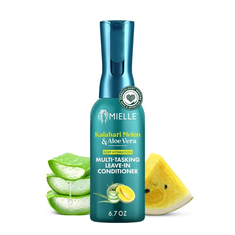 Mielle Organics Kalahari Melon & Aloe Vera Leave-In Conditioner Spray - 3-in-1 Detangler, Curl Refresher & Moisturizer for Dry, Curly Hair | 6.7 Ounce
