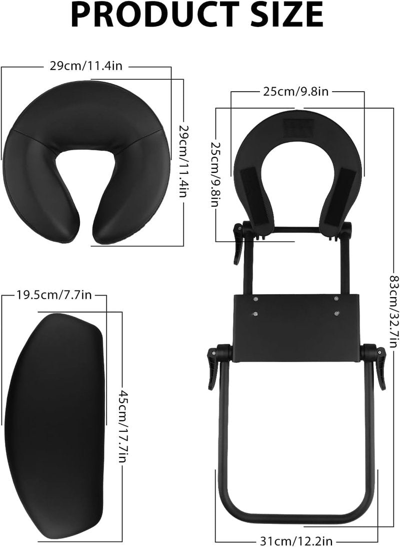 EBANKU Mattress Top Massage Kit, Adjustable Massage Headrest Face Cradle Cushion, Face Down Pillow with Massage Table Arm Rest for Bed at Home(Black)