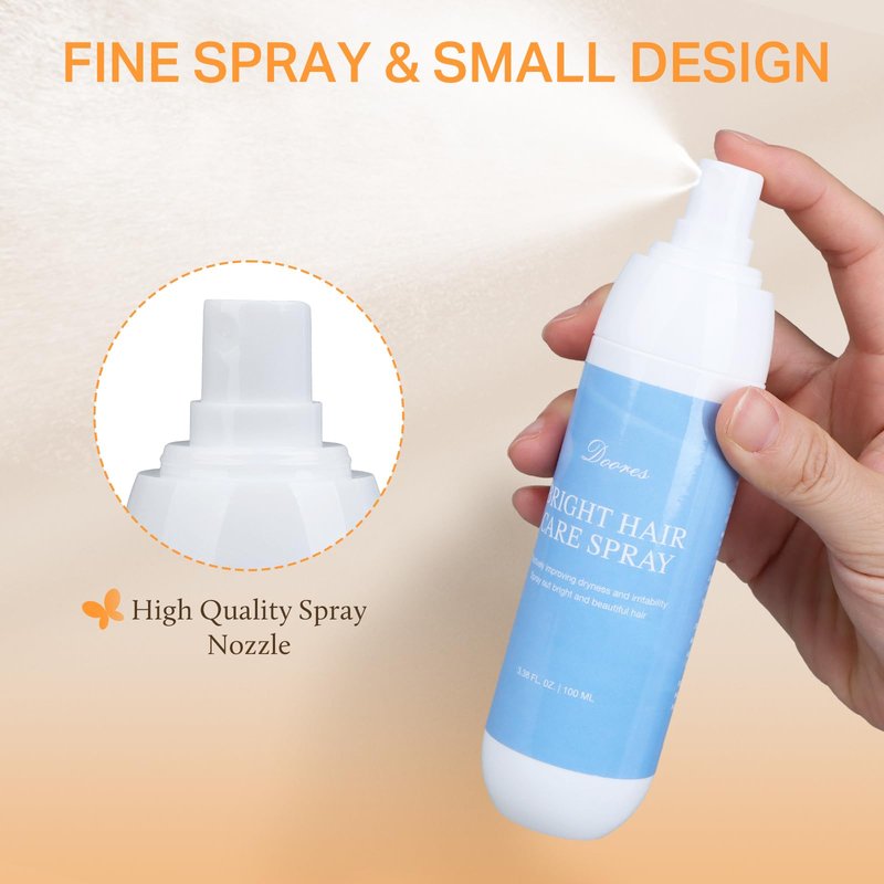 DOORES Leave-in Conditioner Spray, Hair Treatment Detangler Spray Conditioning Hair Detanglers Hydrates Boosts Shine Smooths Frizz for All Hair Types 3.4 fl oz