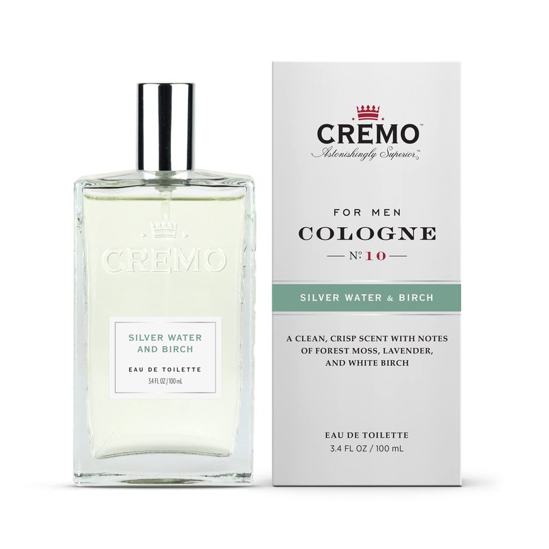 Cremo Silver Water & Birch Cologne Spray, A Crisp Scent with Notes of Forest Moss, Lavender and White Birch, 3.4 Fl Oz