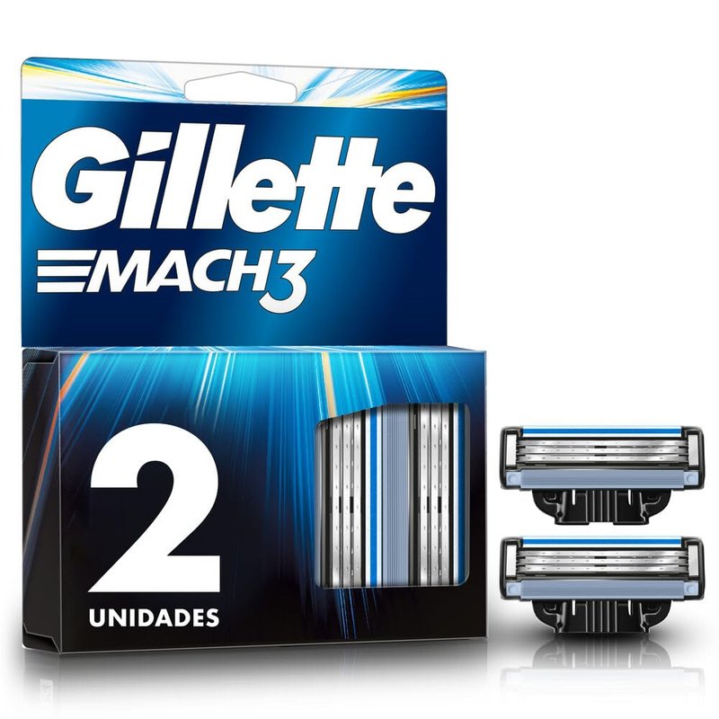 Gillette Mach3 Replacement Razor Blade Cartridges, 2 Count, Beige, Men's Adult Males, 2 Blades, 2 Pieces