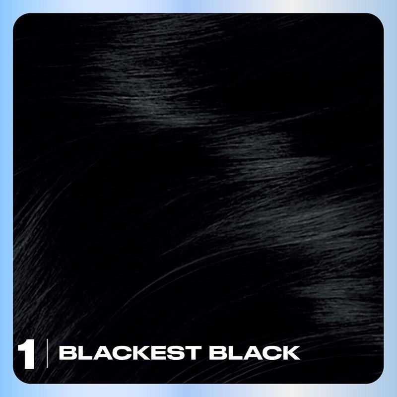 Clairol Nice'n Easy Permanent Hair Dye, 1 Blackest Black | 100% Gray Coverage | Long‑Lasting, Natural‑Looking Color & Shine | Pack of 1