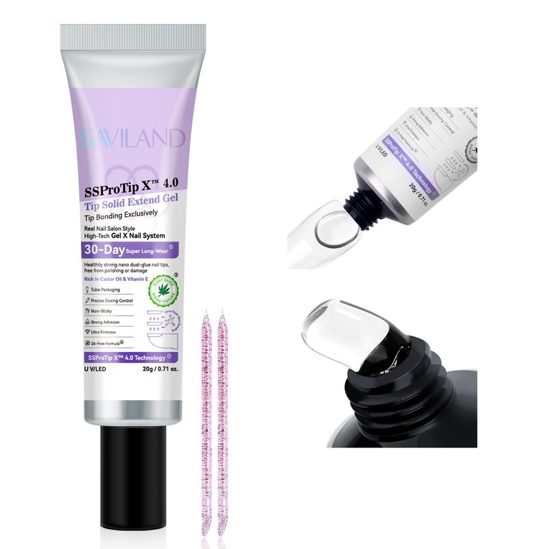SAVILAND SSPro X Gel Nail Glue: 30-Day Long-Lasting Solid Nail Glue Gel Strong Adhesive Glues 20 g U V Curing Needed Nail for Press On DIY Manicure Home Use
