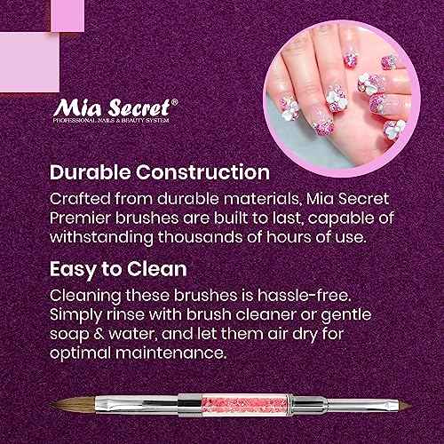Mia Secret PREMIER NAIL BRUSHES 100% Kolinsky Hair MADE IN USA Prenium Nail Art Brushes (Pink, 10 OR/-2 OR)