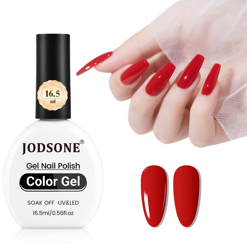 JODSONE 16.5ml Gel Nail Polish Red Gel Polish Manicure LED UV Soak Off Curing for Home Salon Nail Art DIY Lady Red Polish